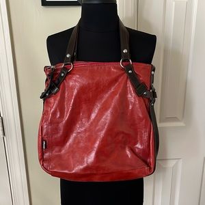 Beautiful red and brown Tano shoulder bag